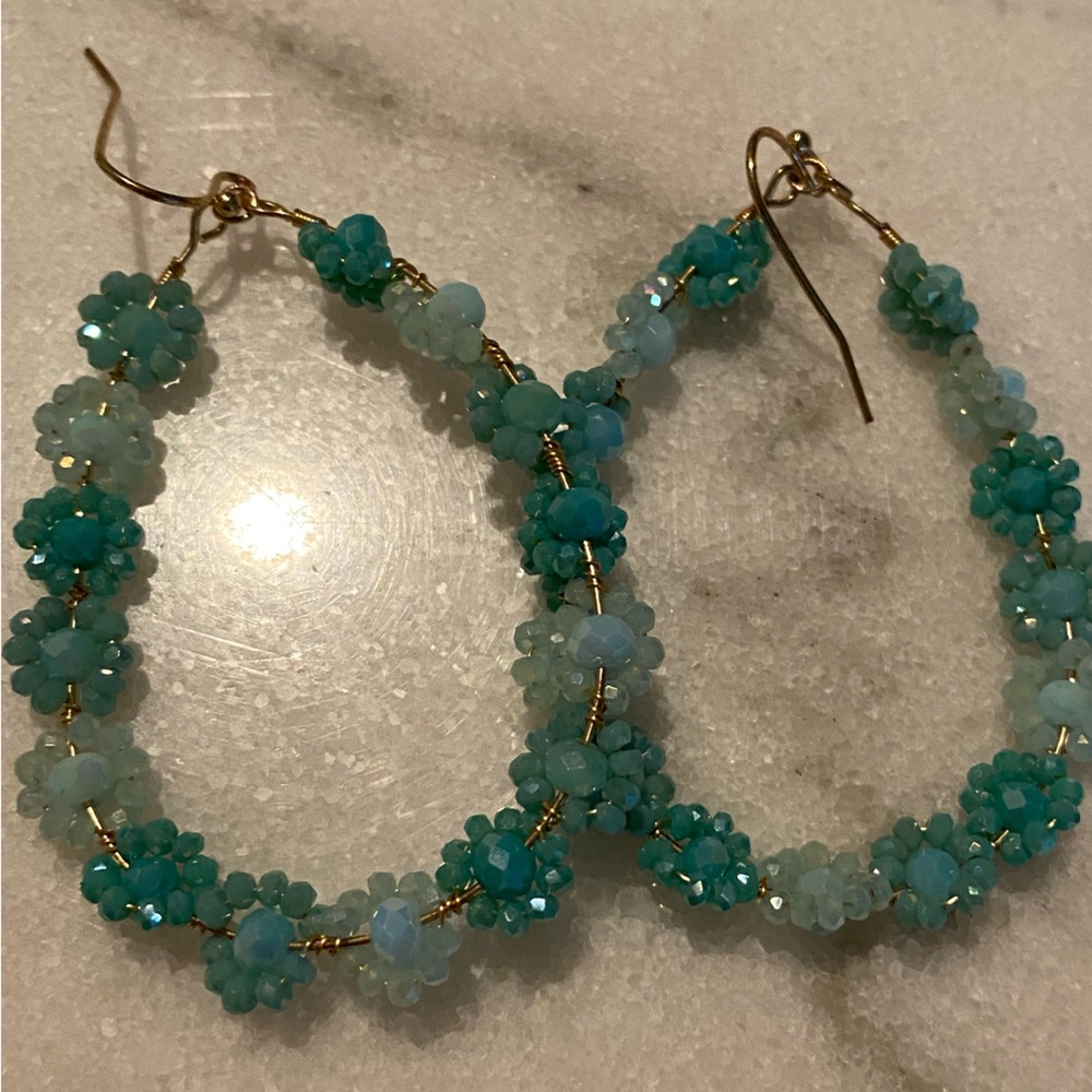 Floral Beaded Hoop Earrings